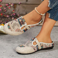 Export slip-on plus size ethnic style slip-on baotou flats slippers women's fashion round toe export flats shoes cross-border
