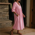 cross-border fashion: european & american style summer dresses - new arrivals. casual, loose-fit solid color v-neck pocket dress