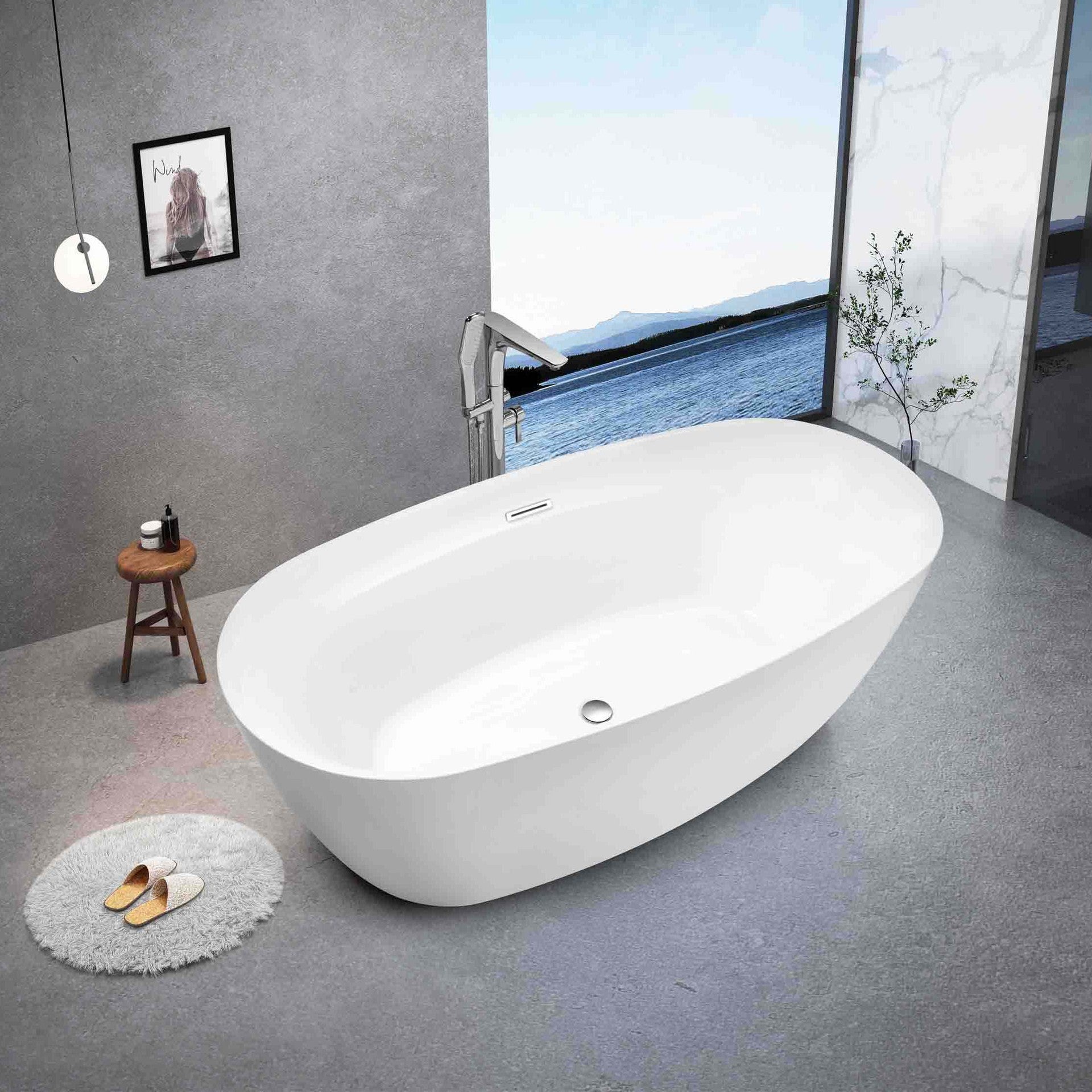 Sannora bathroom small apartment acrylic oval thin edge adult independent bathtub 1.5 meters
