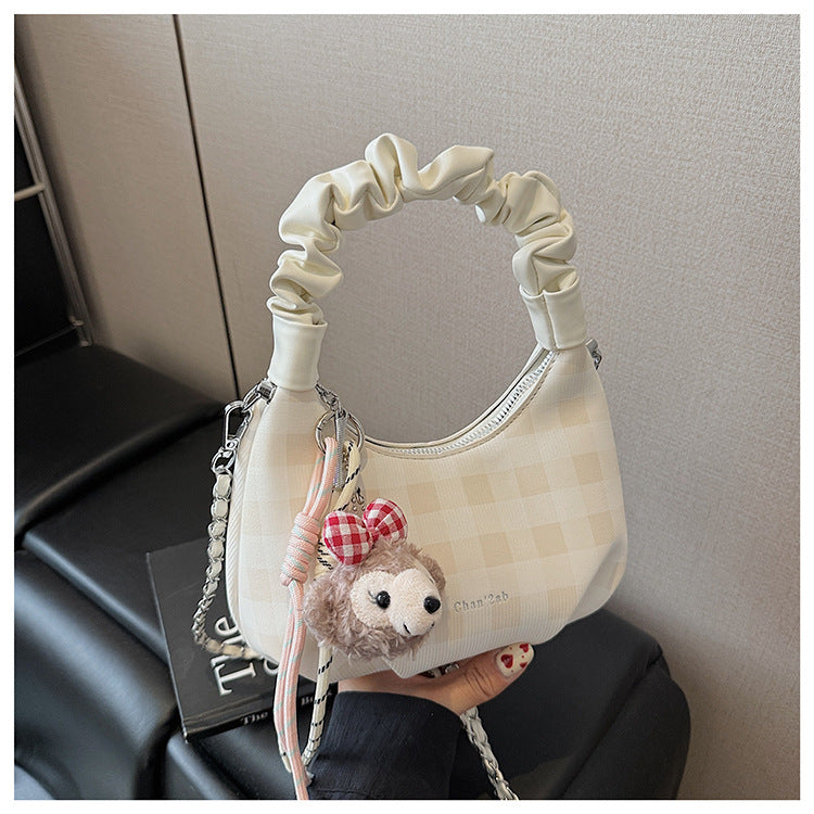 Cross-border 2025 summer new casual plaid shoulder bag female college student schoolbag portable large-capacity messenger bag