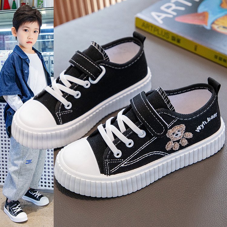 Korean version of children's canvas shoes 2025 summer new girls cloth shoes fashion boys board shoes soft soles boys classmates tide