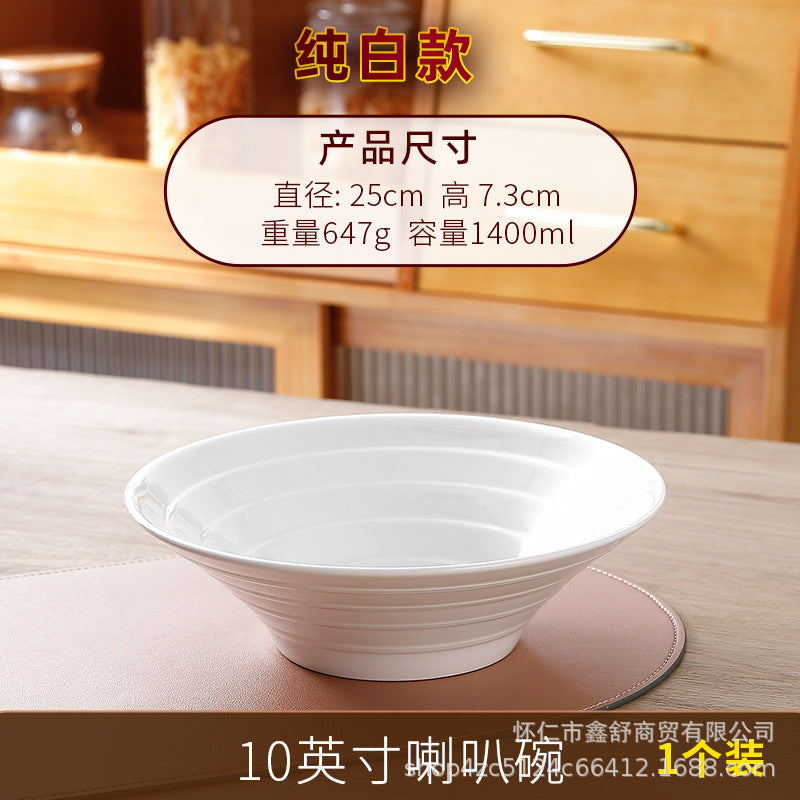 Restaurant gold thread thickened pure white japanese stylefor home thread double line horn hat ramen large soup noodle bowl can be added with word mark