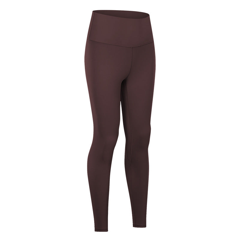 Dianqian comfortable nude yoga pants women's high waist hip lifting running tight stretch sports fitness pants d19037-2