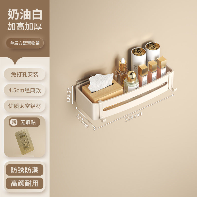 White bathroom shelf No punching toilet toilet toilet wall storage rack wall hanging cream wind