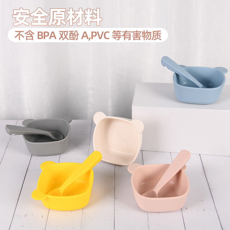 Factory supply food grade silicone bowl suction cup bowl baby learn to eat complementary food bowl saliva pocket anti-splashing silicone bowl
