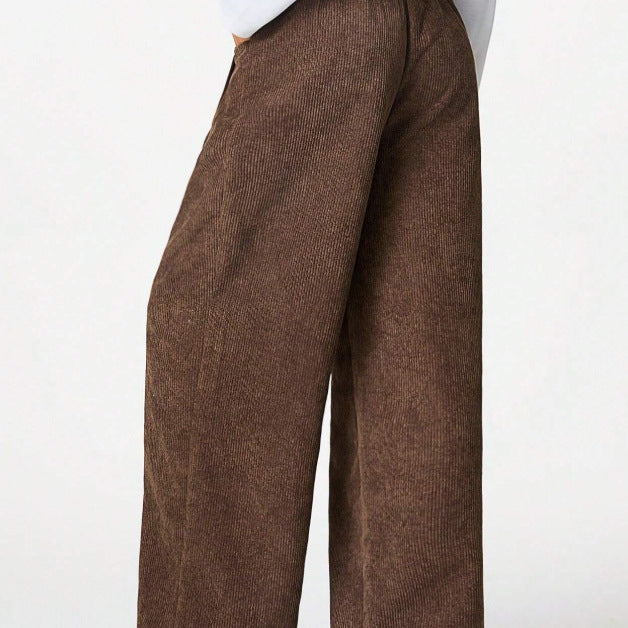 fashion cross-border american corduroy loose pants high waist drawstring loosemoppants