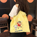 Summer new crayon shin-chan embroidered cartoon large capacity commuter eco-friendly shopping bag shoulder bag fashion tote bag