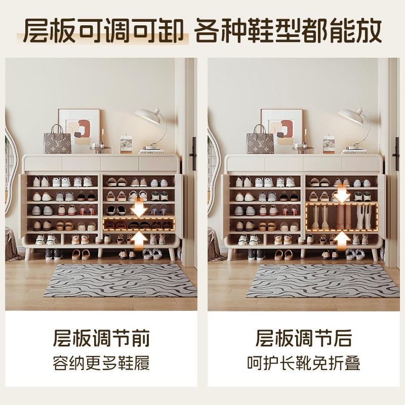 Shoe cabinet household door cream wind 2025 new home storage cabinet integrated against the wall large capacity multi-layer