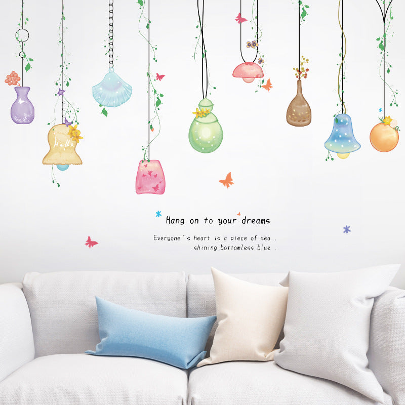 Wall sticker new hand-painted chandelier pendant shell romantic entrance bedroom bedside background decorative wall sticker SK7199