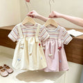 Girls' summer suspender dress,  new style children's dress, faux two-piece chic short-sleeve baby summer outfit