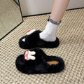 Glasses rabbit cute furry slippers women's korean style trendy cotton slippers comfortable casual thick sole warm home slippers