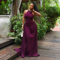 European and american cross-border women's fashion:  summer new arrival - sexy and elegant halter neck, slim-fit, ruched sleeveless maxi dress