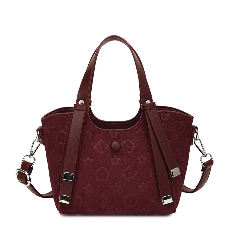 Elegant fashion western-style women's bag, lychee pattern, popularcasual women's bag, shoulder crossbody, textured korean style vegetable basket bag