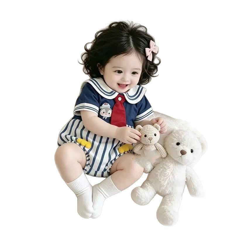 Summer baby girl romper, summer thin striped bodysuit, newborn fashion summer outfit