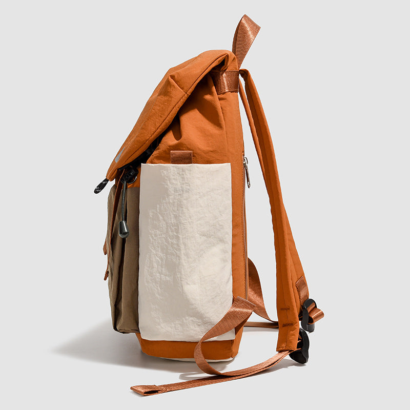 New fashion contrasting color Korean version backpack travel lightweight large capacity backpack trend junior high school college student schoolbag