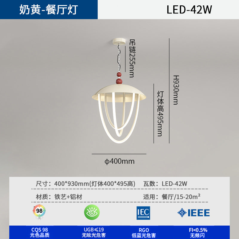 Cream wind creative belt master bedroom chandelier 2025 new full spectrum designer personalized restaurant room lighting