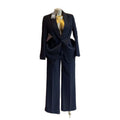 European and american cross-border women's fashion:  spring new collection - stylish and elegant striped blazer and wide-leg pants casual set