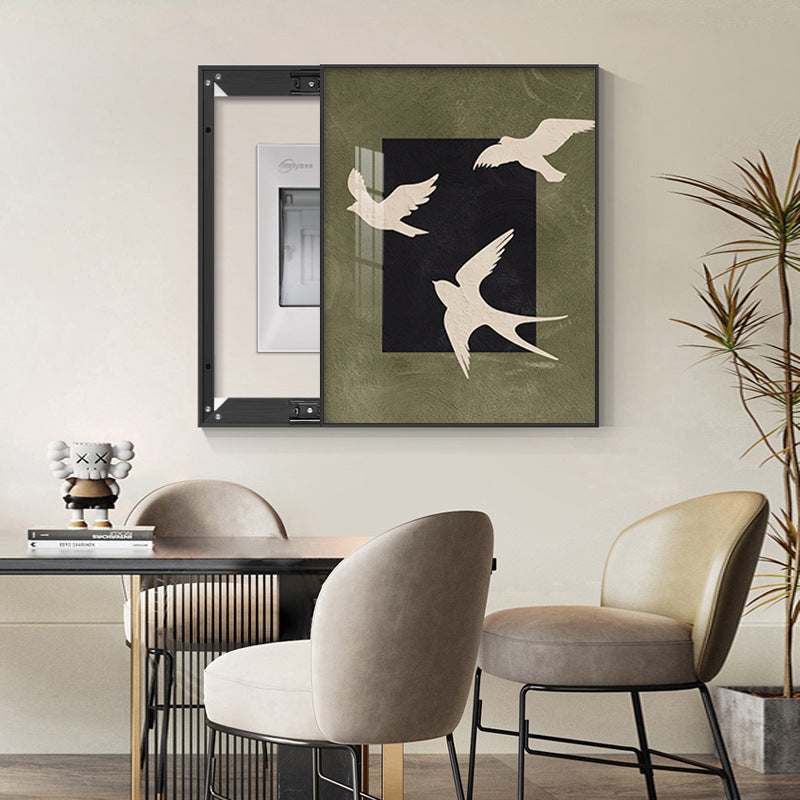 Medieval style meter box decorative painting 2024 new strong and weak distribution box switch box blocking hanging painting vertical free punching