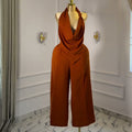 European and american cross-border women's fashion  summer new arrival: elegant and high-end halter neck sleeveless top and wide-leg pants set