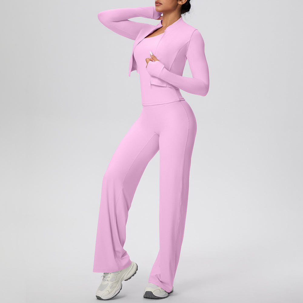 Cloud-feel outdoor casual yoga outfit - three-piece set: one-shoulder open back, high-waisted, butt-lifting, quick-dry running & fitness set