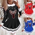 european and american cross-border women's autumn/winter new collection: round neck long sleeve pleated casual party dress