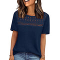 european and american  cross-border women's summer new arrival: mesh hollow-out breathable versatile round neck short sleeve t-shirt top
