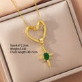 [copper inlaid with zirconium] fashion popular heart-shaped titanium steel necklace, high-end light luxury diamond-encrusted ins fashion clavicle chain jewelry