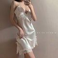 Sexy women's summer ice silk thin satin chiffon slip dress lace hot temptation lingerie wholesale