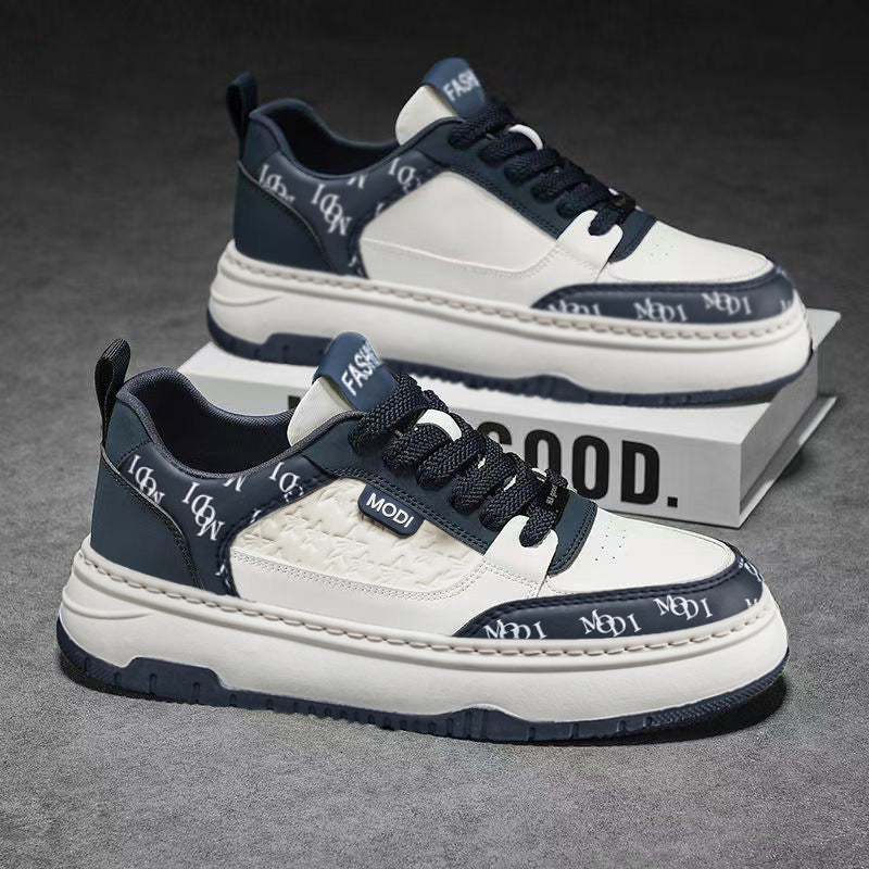 Men's shoes 2026 spring new breathable athletic casual sneakers men's shoes thick sole height increasing white student trendy shoes