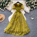 Retrolacecut out pure desire style a-line dress women's summer k-style waist slimming lookclassyelegant long skirt