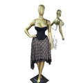 European and american cross-border women's fashion  summer new sexy and elegant fishbone camisole top with plaid midi skirt set