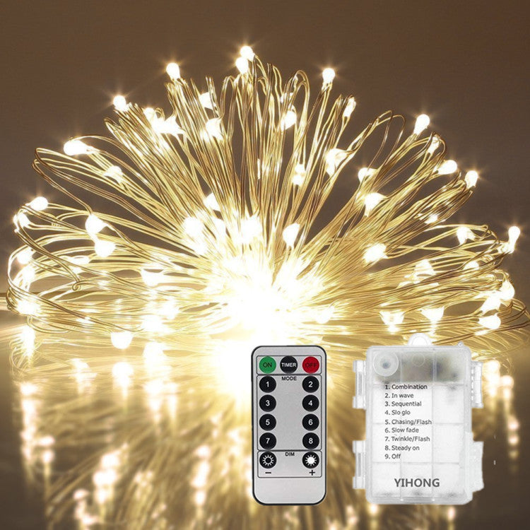 LED copper wire light string, remote control waterproof battery box copper wire light, courtyard Christmas decorative lights string lights star lights