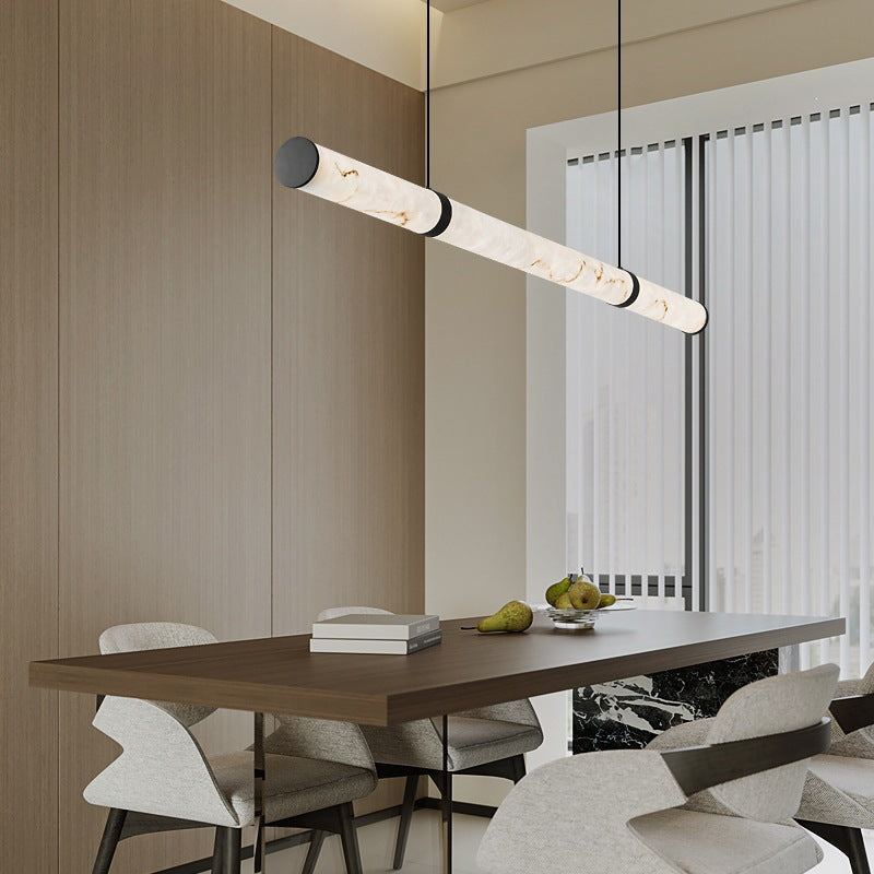 Restaurant chandelier italian normcore modern casual imitation marble dining table bar accessible luxury island table one-word long lamp