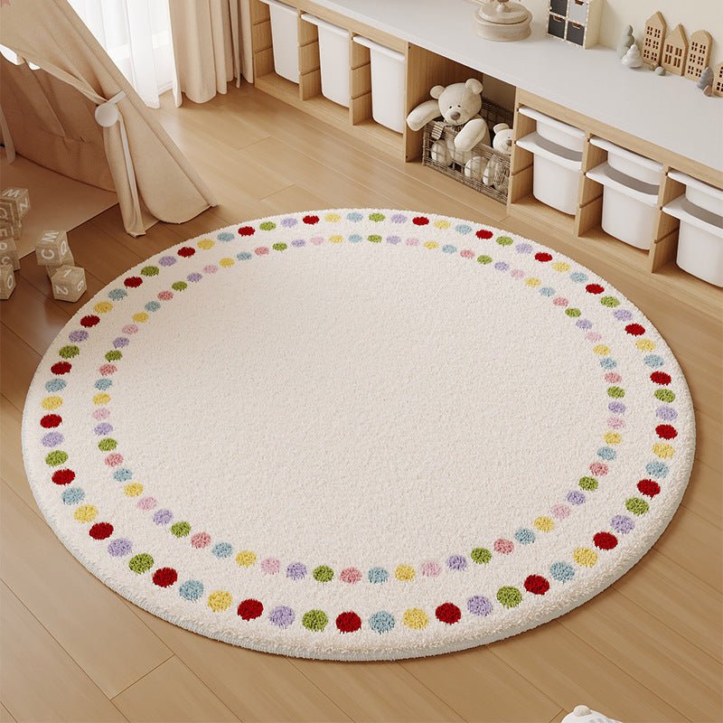 Cartoon faux cashmere round rug - perfect for bedroom bedside, study reading nook, cooling foot mat, living room sofa, or coffee table