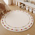 Cartoon faux cashmere round rug - perfect for bedroom bedside, study reading nook, cooling foot mat, living room sofa, or coffee table