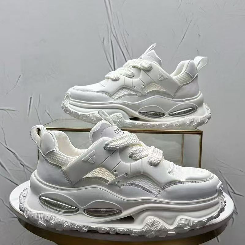 Popular men's shoes winter breathable mesh casual hidden heel dad shoes youth running shock-absorbing sports shoes