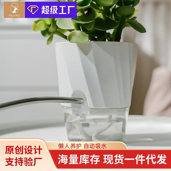 Household lazy hydroponics indoor green dill special flower pot, high-grade transparent plastic thickened utensils, self-absorbing flower pot