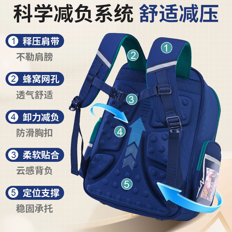 New nezha backpack for elementary school students, grades 1-6, lightweight, spine-protecting, load-reducing, large capacity for boys and girls
