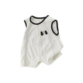 Summer newborn baby simple cartoon dog sleeveless romper - lightweight baby bodysuit - sleeveless onesie - crawling suit