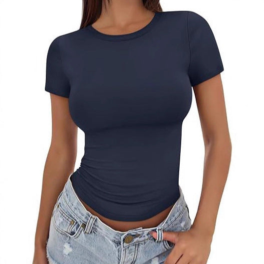 2025 amazon fashion new arrival women's t-shirt silmslimming look round neck tight sexysummertops women's clothing