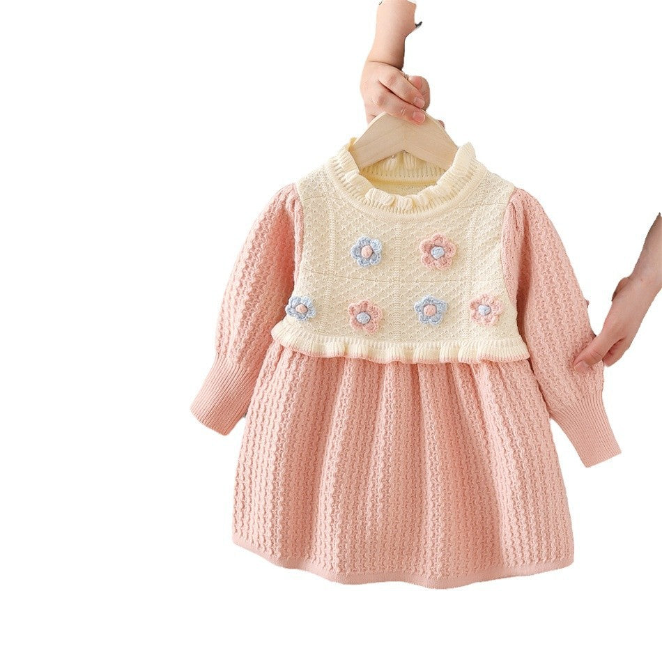 Girls' knit dress - new autumn/winter  collection - bow detail christmas dress - children's dress
