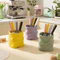 Premium 304 stainless steel portable fruit fork storage cup - creative, colorful, and wholesale ceramic cup holder