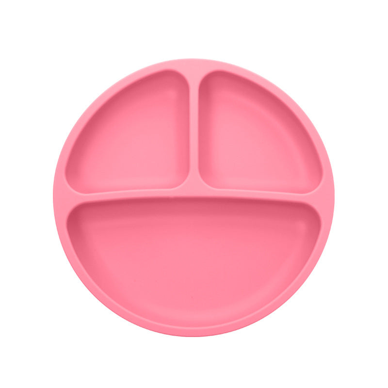 Children's Grid Silicone Plate, BPA Silicon Free Children's Gift Tableware Feeding Set Three Grid Plate