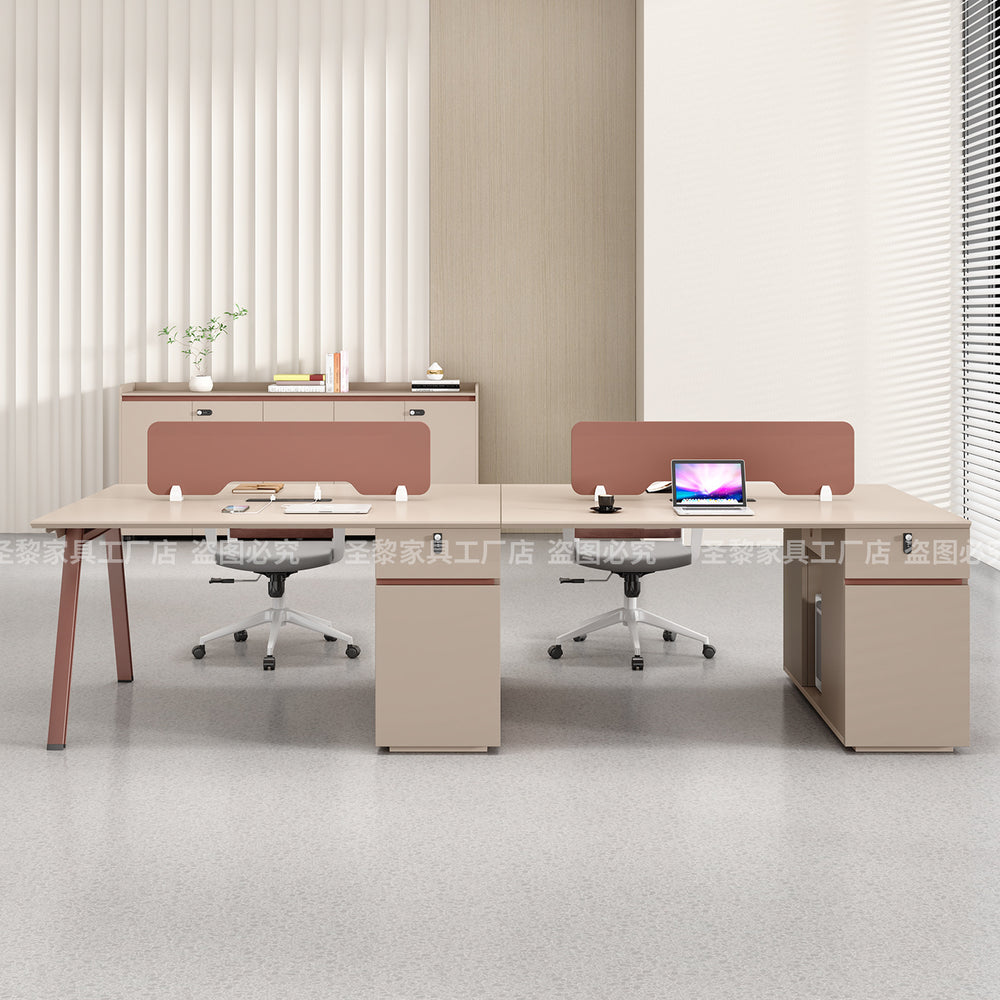 Office desk and chair set - 4/6 seater - minimalist modern office table with partition workstations, computer desk, and booth seating
