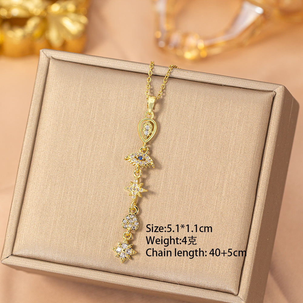 [titanium steel] fashion fashion hot selling tassel necklace women's light luxury high-end versatile clavicle chain jewelry