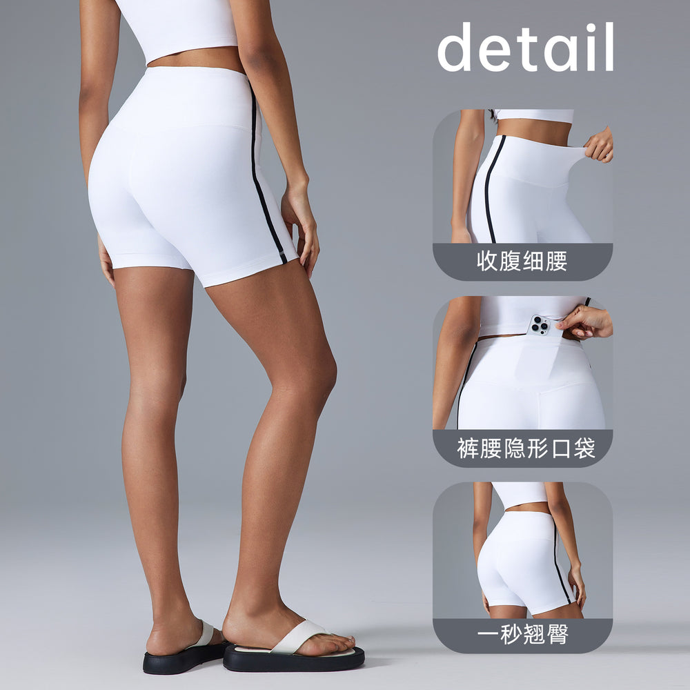 Outdoor fitness cycling shorts high waist hip lifting yoga pants tight stretch three-point sports shorts women's summer d25153