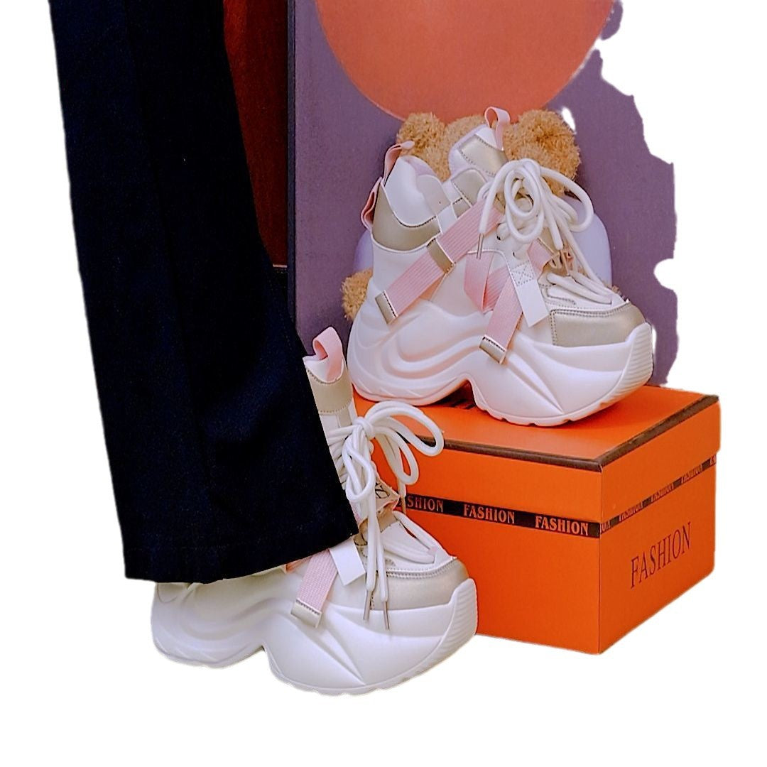 Fried street platform dad shoes women's ins tide 202 autumn and winter new velvet super fire inner height increase 11cm casual sports shoes