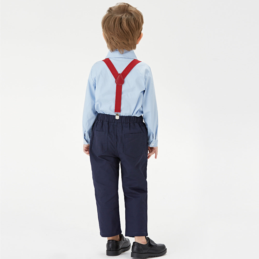 Export children's clothing boysautumsuit gentleman's first birthday dress kidslong sleeves shirt baby boy's clothes personalized