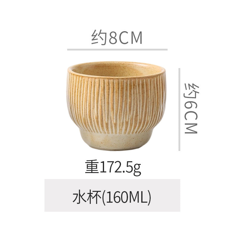 Retro kiln line pattern high-looking tableware restaurant hotel stylish display dessert plate steak plate for home dish plate