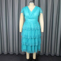 Plus size women's sexy v-neck sequin party dress - elegant, slim-fit, a-line evening gown